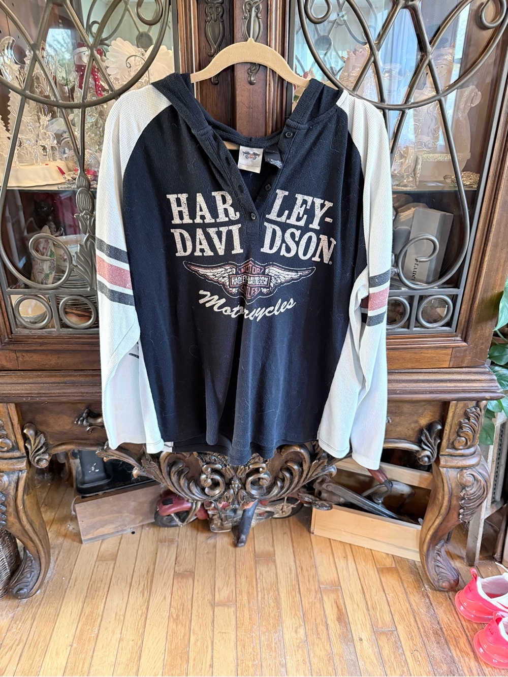 Harley-Davidson Black Hooded Graphic Pullover with White Logo